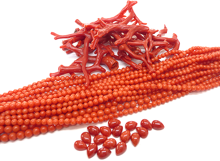 corail perle branche cabochon