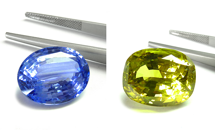 saphir et chrysoberyl de Ceylan