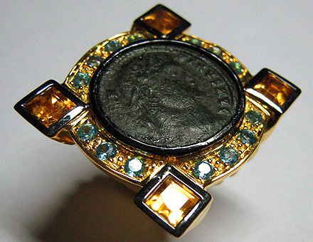 bague pièce romaine ancienne