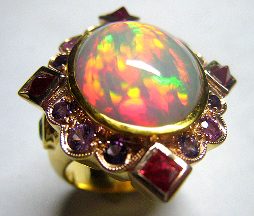 bague opale tout or