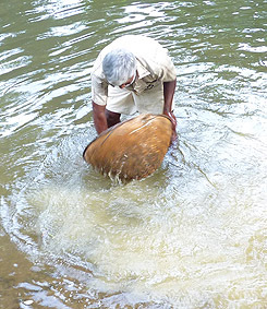 bat&eacute;e avec les graviers gemmif&egrave;res du Sri Lanka